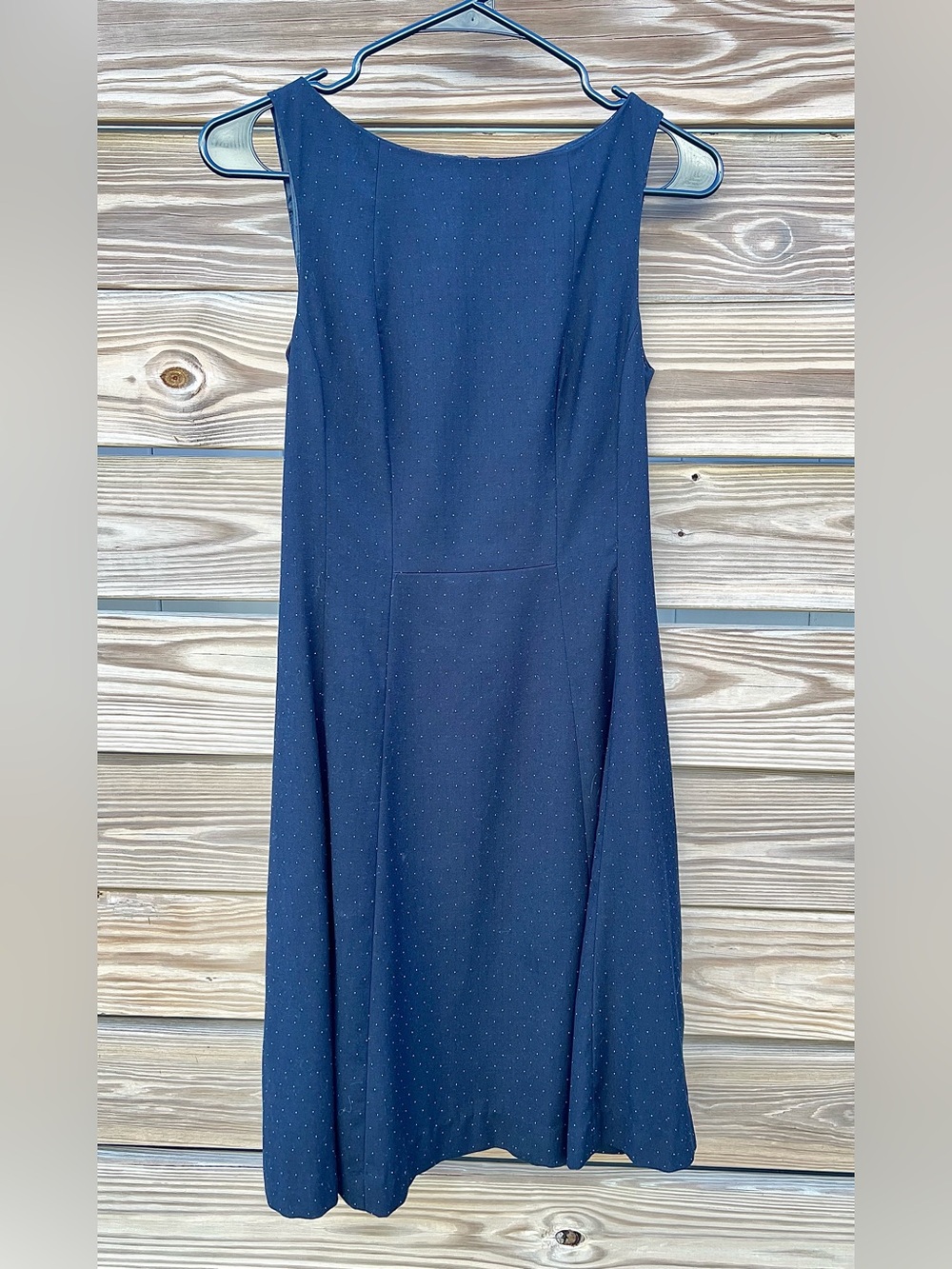 H&M Navy Sleeveless A-Line Dress White Dot Audrey Hepburn Inspired Women’s SZ 6